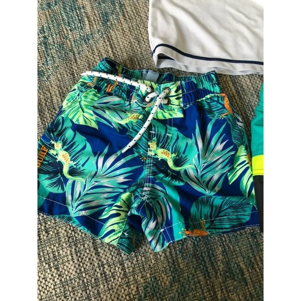 baby boys 12 month rash guard shorts set swim suit lot